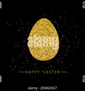 Happy Easter banner background template with beautiful golden egg. Vector illustration. Stock Vector
