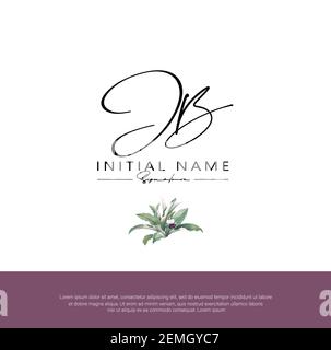 J B JB Initial letter handwriting and signature logo. Beauty vector initial logo .Fashion, boutique, floral and botanical Stock Vector