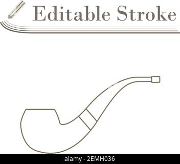Smoking Pipe Icon. Editable Stroke Simple Design. Vector Illustration. Stock Vector