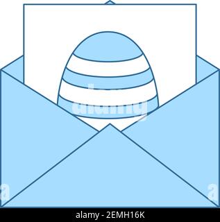Envelop With Easter Egg Icon. Thin Line With Blue Fill Design. Vector Illustration. Stock Vector