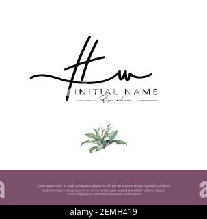 HW HW Initial letter handwriting and signature logo. Beauty vector initial logo .Fashion, boutique, floral and botanical Stock Vector