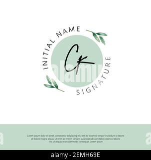C K CK Initial letter handwriting and signature logo. Beauty vector initial logo .Fashion, boutique, floral and botanical Stock Vector