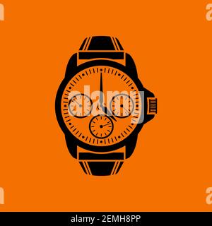 Business Watch Icon. Black on Orange Background. Vector Illustration. Stock Vector