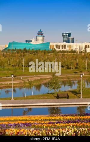 Kazakhstan, Astana, View of Central Concert Hall, The Beijing Palace Soluxe Hotel Stock Photo