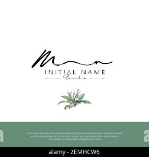 M N MN Initial letter handwriting and signature logo. Beauty vector initial logo .Fashion, boutique, floral and botanical Stock Vector