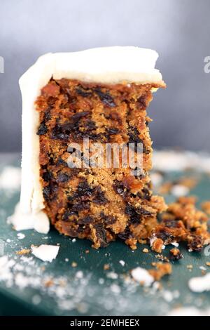 Last piece of a homemade Christmas Cake Stock Photo