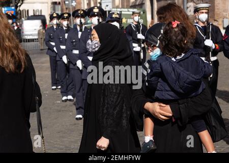 Rome, Italy. 25th Feb, 2021. Relatives of Ambassador Luca Attanasio after the funeral (Photo by Matteo Nardone/Pacific Press) Credit: Pacific Press Media Production Corp./Alamy Live News Stock Photo