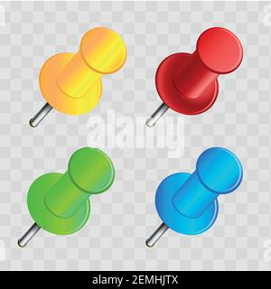 Set of push pins in different colours. Vector Stock Vector