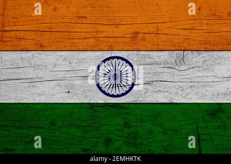 National flag of India on wooden background Stock Photo - Alamy