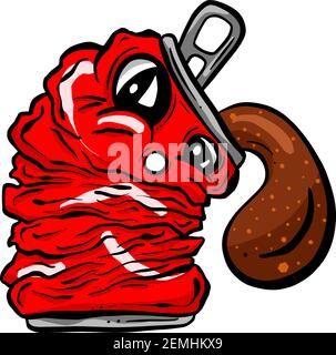 Cartoon Cola Soda Pop Crushed Can Cartoon Vector Illustration Stock Vector