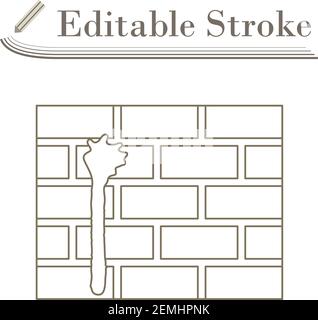 Blood On Brick Wall Icon. Editable Stroke Simple Design. Vector Illustration. Stock Vector