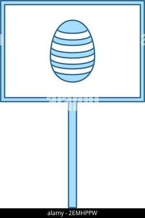 Easter Pointer With Egg Icon. Thin Line With Blue Fill Design. Vector Illustration. Stock Vector