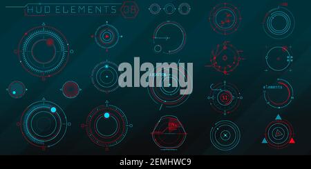 A set of HUD circular elements for a futuristic interface. Stock Vector