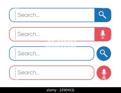 Search Bar for ui, design and web site. Set of search form templates for websites isolated on blue background. Search Address and navigation Stock Vector
