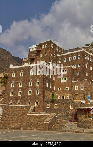 Rijal Alma is an ancient Aseeri village located just 20 kilometers flying distance west of Abha Stock Photo