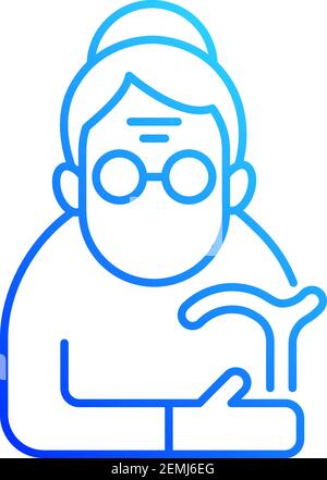 Female pensioner gradient linear vector icon Stock Vector