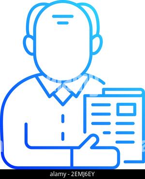 Elderly man gradient linear vector icon Stock Vector