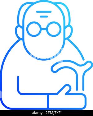 Male pensioner gradient linear vector icon Stock Vector