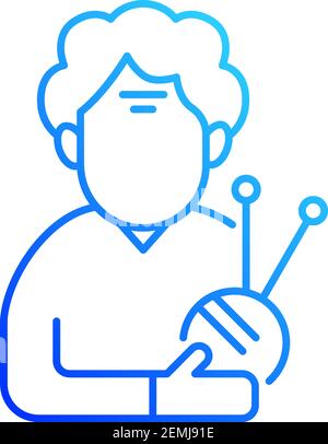 Elderly woman gradient linear vector icon Stock Vector