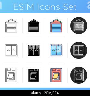 Window and door installation service icons set Stock Vector