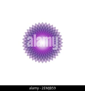 Lotus flower spiral in purple pink color abstract vector art for yoga, meditation, printing, website, textile industry Stock Vector