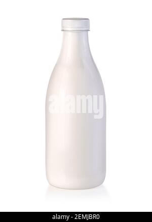 Plastic milk bottle isolated on white with clipping path Stock Photo