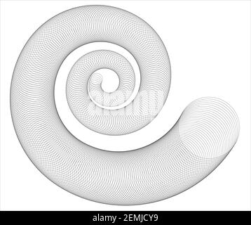 Spiral lines in circle form of 3d spring vector illustration, design element, abstract helix geometric shape Stock Vector