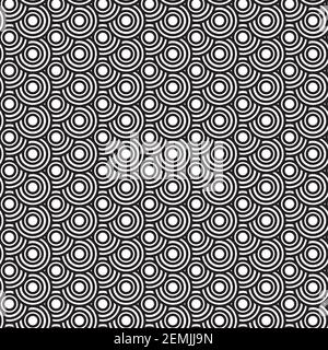 Black and white geometric circle shaped seamless pattern background Stock Vector