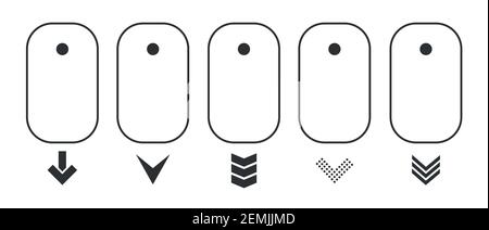 Modern linear pictogram of scroll down on the computer mouse. Concept line icon scroll down. Stock Vector