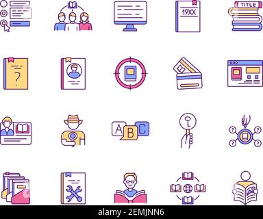 Online library RGB color icons set Stock Vector