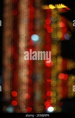 The beautiful bokeh Christmas tree with lights. Stock Photo
