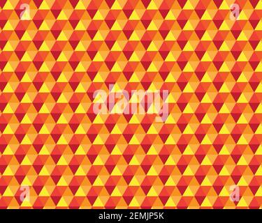 Geometric polygon shaped red orange yellow seamless vector pattern Stock Vector