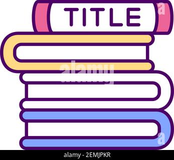 Stack of books with title RGB color icon. Stock Vector