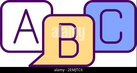 Demonstration of the font, letters a b c RGB color icon Stock Vector ...