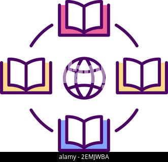 Online library advantages RGB color icon Stock Vector