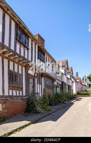 Half timbered buildings in the main street of the famous beautiful village of Kersey, Suffolk UK