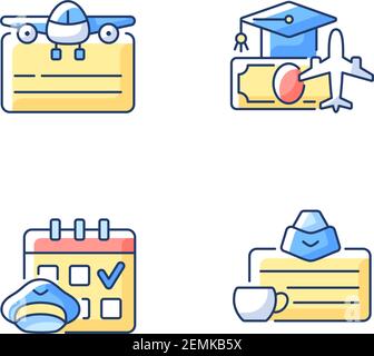 Aviation RGB color icons set Stock Vector