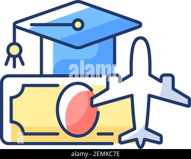 Pilot training financing RGB color icon Stock Vector