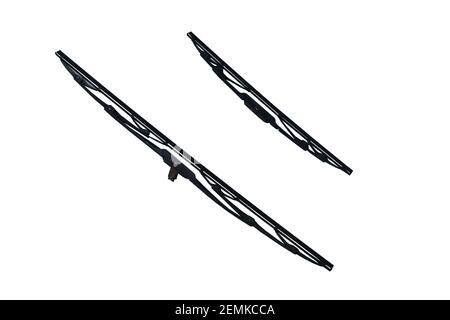 long and short car wiper blade for cleaning windshield in rainy on white background Stock Photo