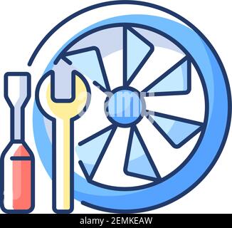 Aircraft maintenance RGB color icon Stock Vector