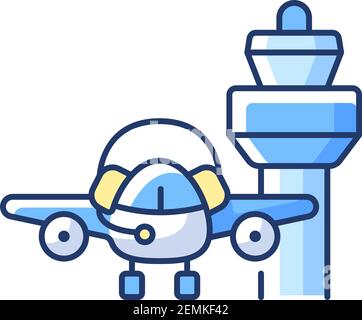 Flight dispatch RGB color icon Stock Vector