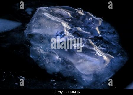 Real great large ice floe in dark water in north waters Stock Photo