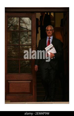 The Chancellor of The Exchequer Alistair Darling leaves the treasury for Parliament Her is expected to announce tax cutting measures when delivers his Pre Budget to Parliament later today.photograph by David Sandison The Independent Stock Photo