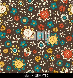 Retro Floral Fabric Wallpaper and Home Decor  Spoonflower