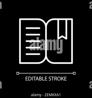 Book reader app white linear icon for dark theme Stock Vector