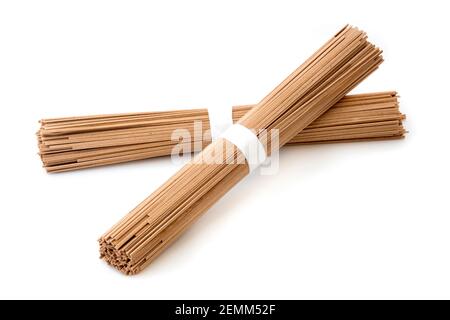 Japanese soba noodles on a white background Stock Photo