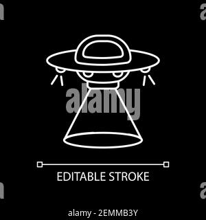 Science fiction white linear icon for dark theme Stock Vector
