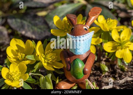 symbolic Easter bunny in coronavirus time Stock Photo