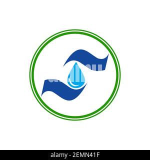 Save water save earth and save life vector logo. Stock Vector