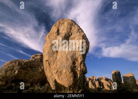 Silver City Rocks Standing rocks of hardened volcanic tuff and grasses, City of Rocks ...